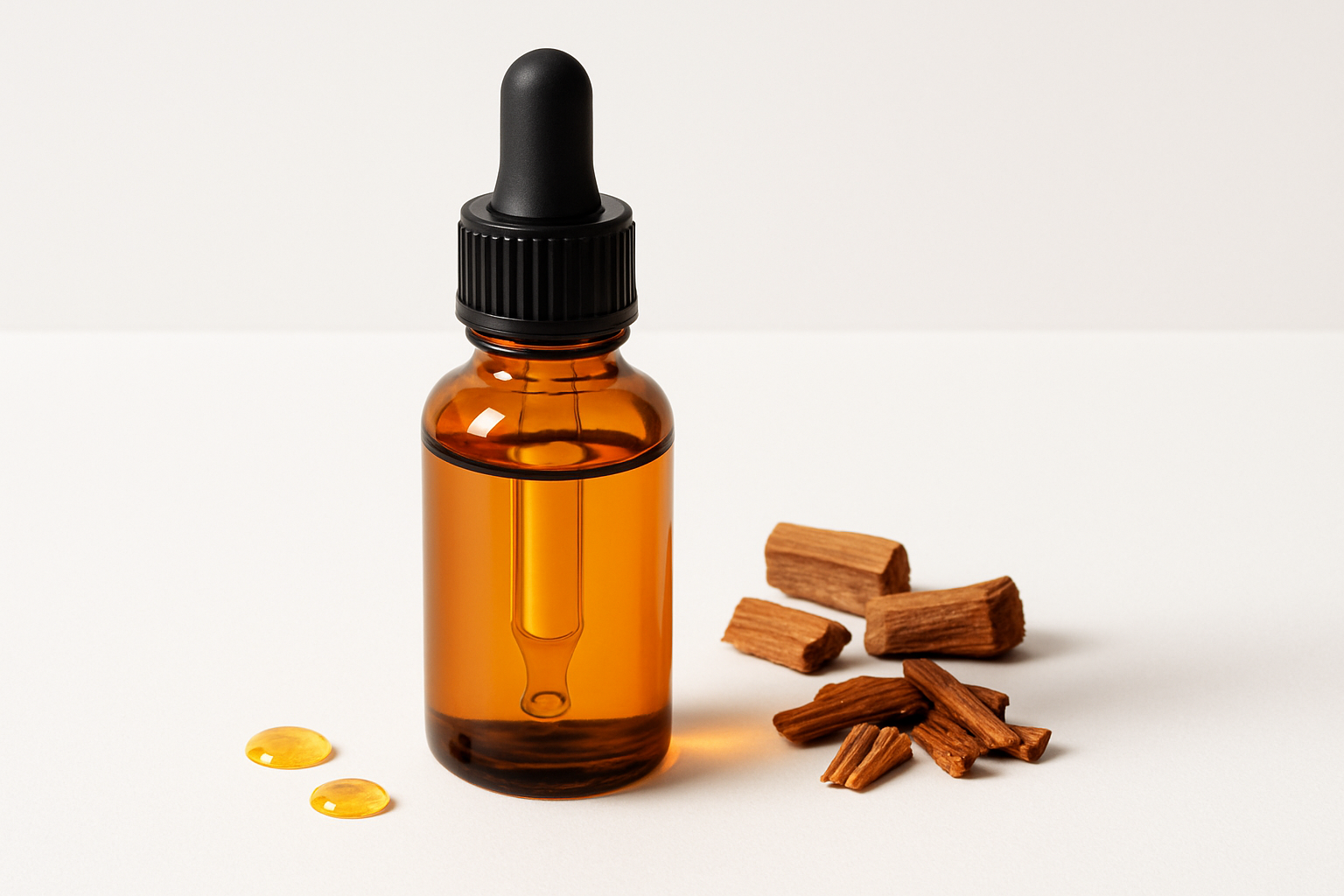 sandalwood oil with a white back ground